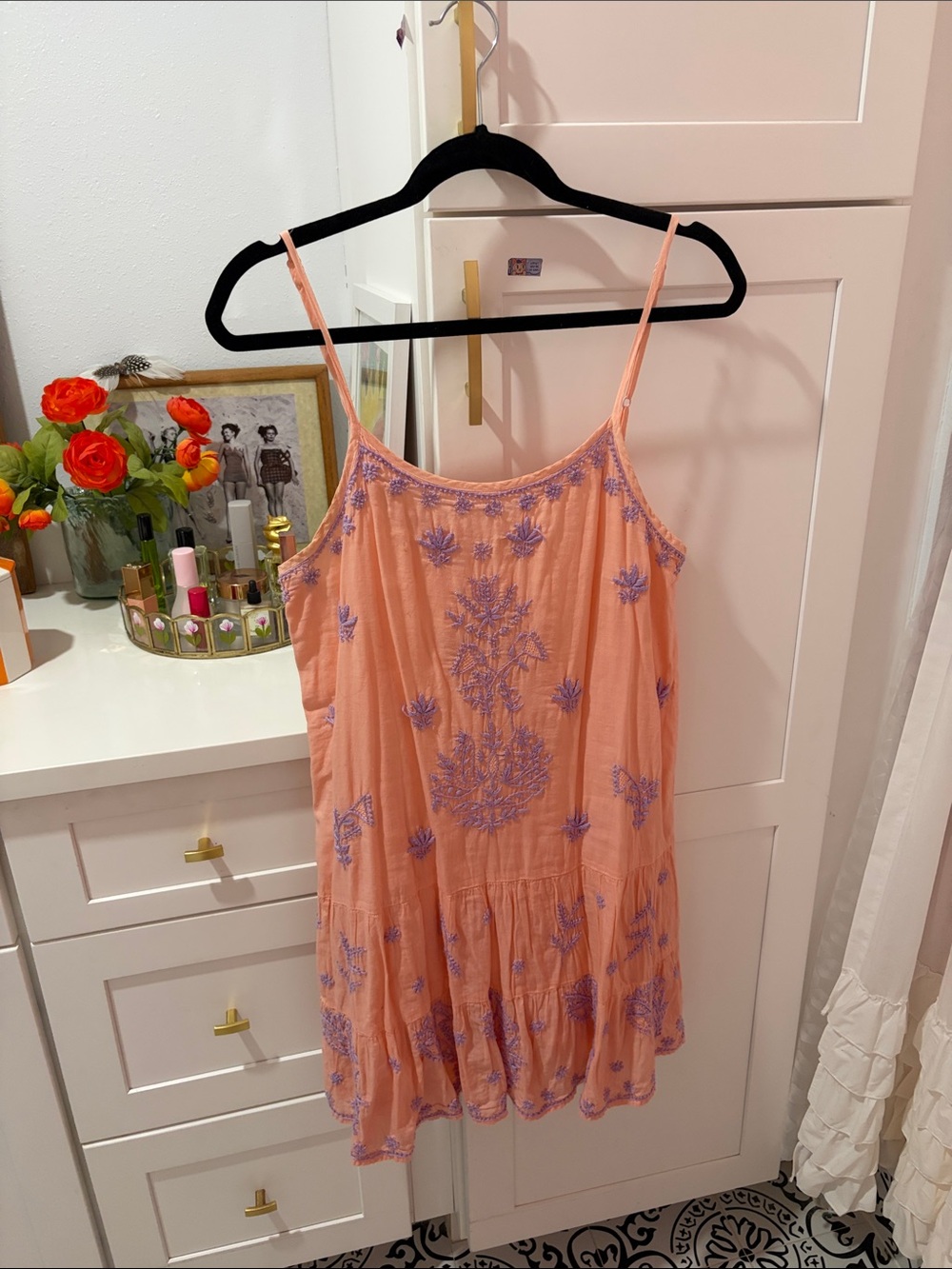 Roberta Roller Rabbit Peach Camisole with Lavender Embroidery